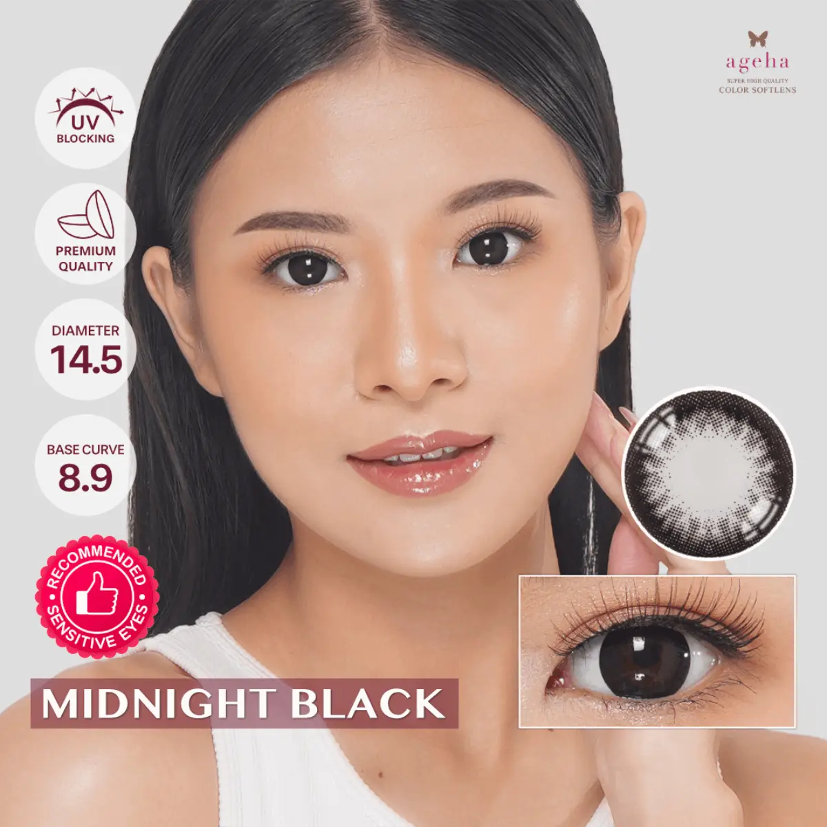 Softlens Ageha Midnight Black / Softlens Jepang
