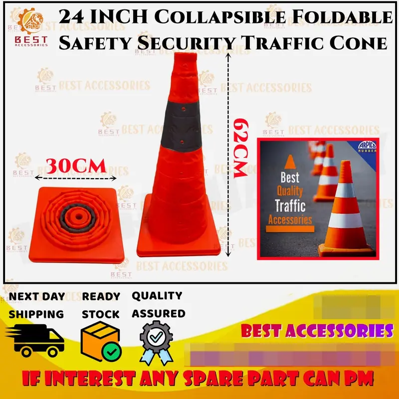 24 INCH Collapsible Foldable Safety Security Traffic Cone HIGH - TikTok ...