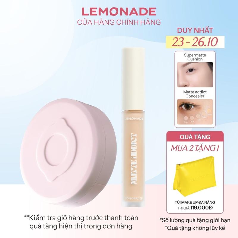 Combo 01 Phấn nước siêu kiềm dầu Supermatte Cushion 15g và 01 Kem che khuyết điểm Matte Addict Concealer 3g