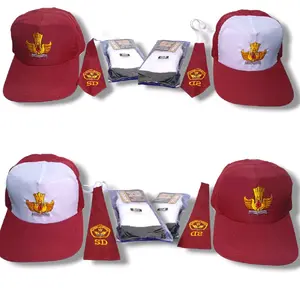 Paket Topi Dasi Dan Kaos Kaki Sekolah SD 1 Set Cowok Cewek Merah Putih dengan Logo SD