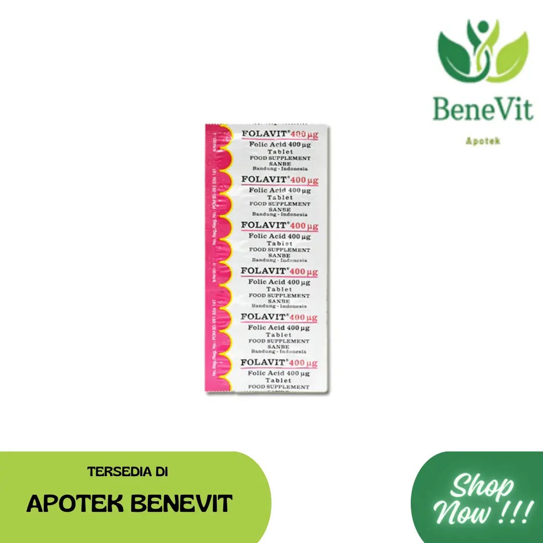 FOLAVIT 400mcg Tablet Asam Folat strip Acid