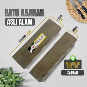 ASAKUR Batu Asahan Asli Alam 800 Grit - Pengasah Pisau & Benda Tajam - Satuan - 20 X 6 X 5 CM - Kualitas Tinggi & Garansi