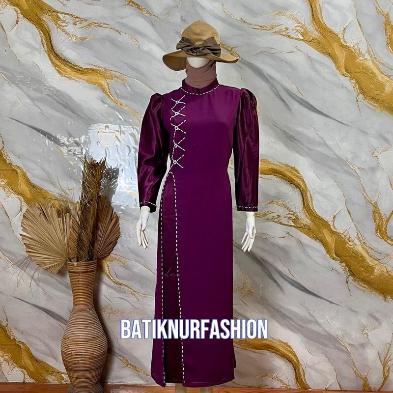 Batiknurfashion.(COD) Nadia dress mewah kondangan // bridesmaid// Gaun mewah// baju kondangan wanita 2024 // Bajukondangan mewah dan elegan// ootd// baju kondangan warna burgundy // Ootd berhijab //bridesmaid dress  Gamis  Pesta Wanita 1