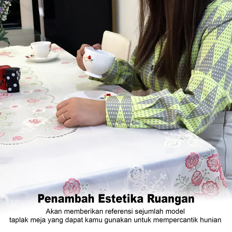 Luxury collection D41-C Taplak Meja Makan 3D Motif / Taplak Meja Anti Air Anti Minyak / Taplak Meja Makan Motif Emboss Elegan Ukuran 137cm x 200cm 5