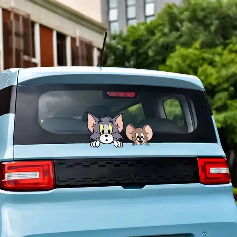 Hình Dán Xe Hơi, Tom Và Jerry, Thiết Kế Sáng Tạo, Hình Dán Cửa Sổ, Phong Cách Hoạt Hình, Không Thấm Nước, Thích Hợp Cho Xe Máy Và Thân Điện, Miếng Bọc Chống Trầy Xước, Miếng Dán Trang Trí Nhãn Dán Sticker 1