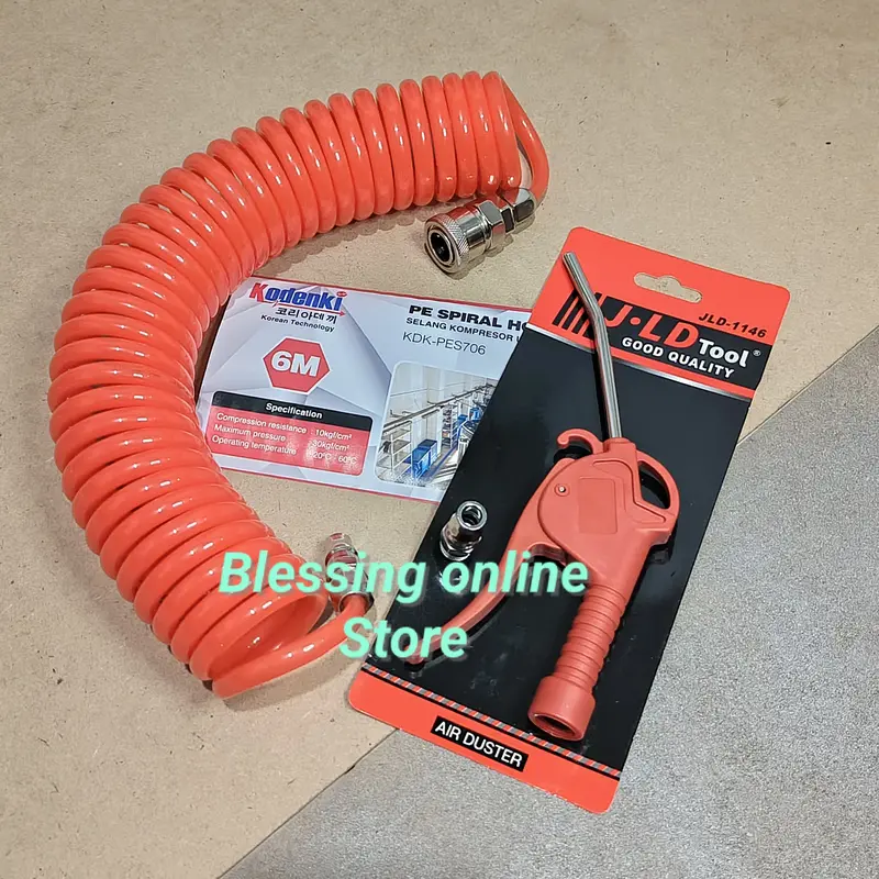 Paket 5 Set / Selang 6Meter Air Duster Air Chuck Isi Angin Paket Peralatan Kompresor / Alat Isi Angin / Alat Pompa Angin 5