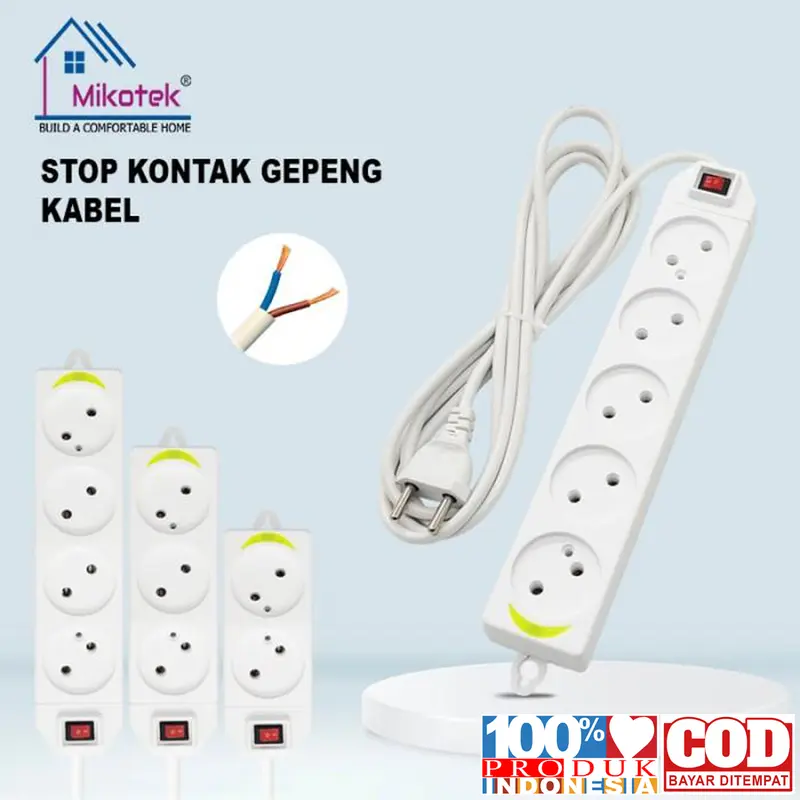 Stop Kontak Kabel mikotek / Stop Kontak Gepeng + Kabel Putih and Krem 0