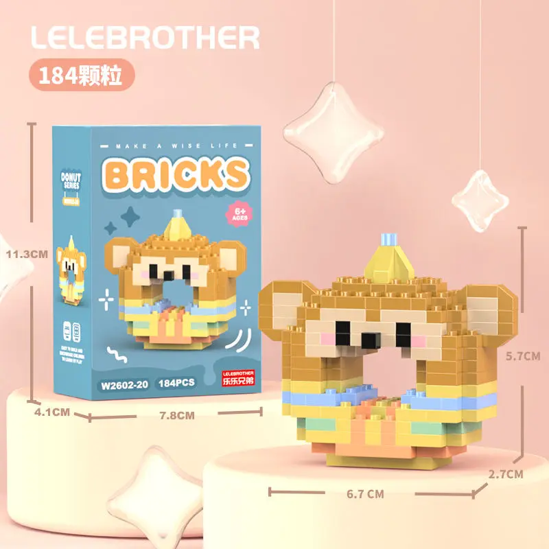 LELE Blok Banan Blcok Banan Kecil DonatSeri Brick Banan Hewan Kecil Anak-anak 7