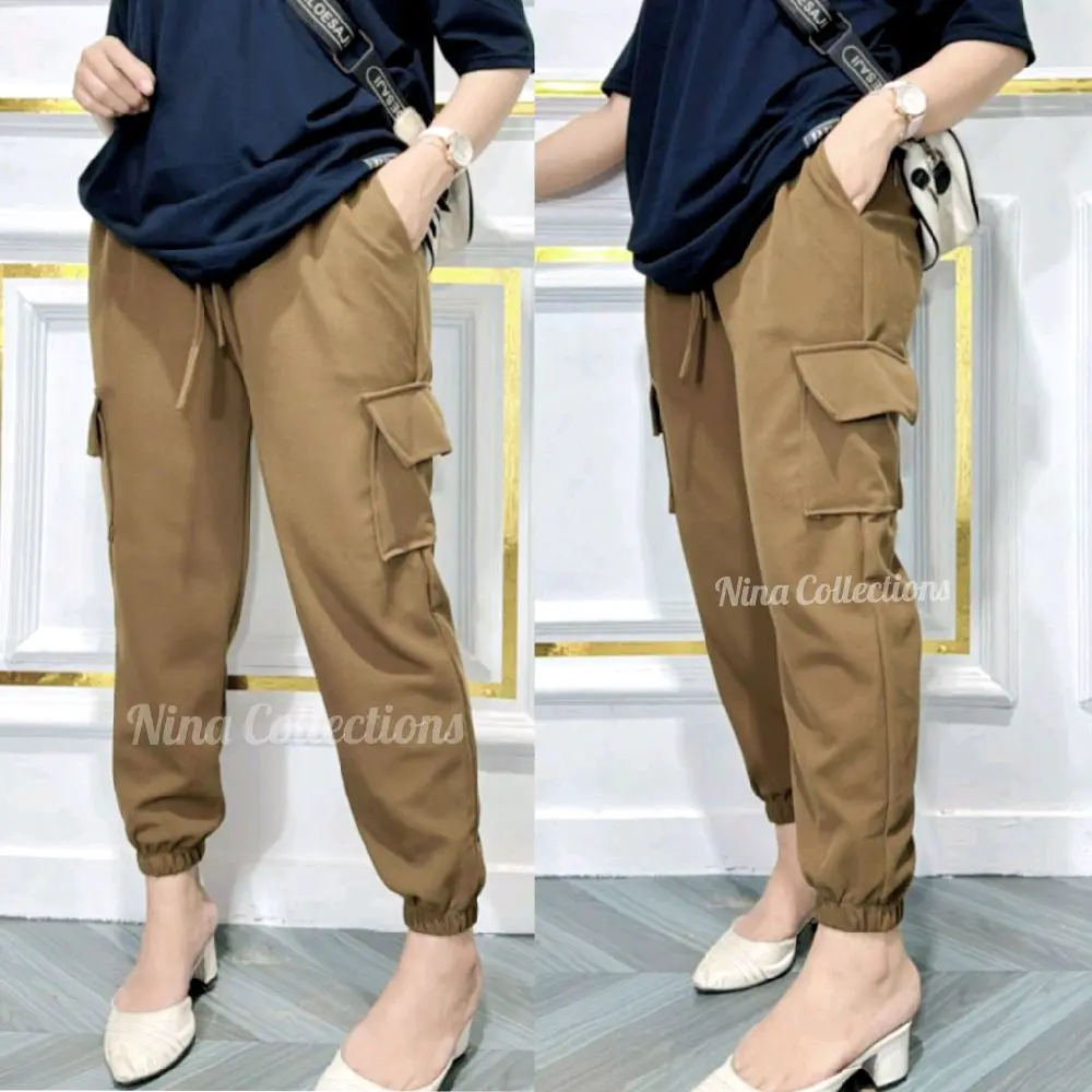 Celana Panjang Cargo Knit Japan Halus Lembut Melar Nyaman