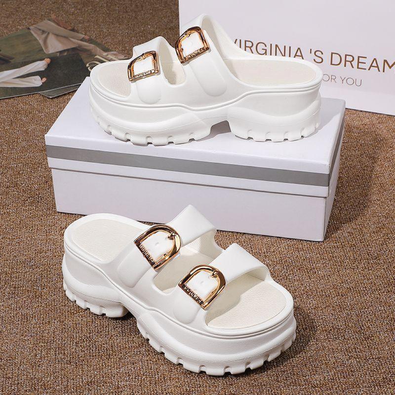 TEFANSY Sandal Wanita Kekinian Tinggi Sandal Fuji Wanita Wedges Korea Strap Dua Sandal Jelly Wanita 36-41 Kasual 4