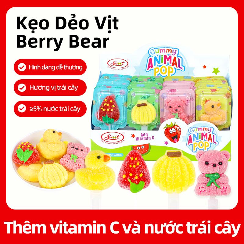 SWOOT-【Vitamin C + Nước trái cây】 Kẹo dẻo que hình vịt & gấu – Hộp 28 que (chuối / dâu / vịt con / gấu nhỏ) – Vị trái cây tổng hợp – Kẹo ăn vặt cho trẻ em 0