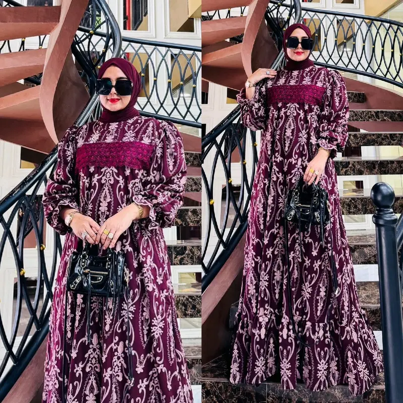 REALPICT COD MALIKA DRES SET PASHMINA Gamis Lebaran Pesta 2