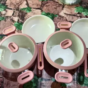 [EXCLUSIVE BABYOLIV] TEXANIA SET Panci Soup dan Frypan PINK Anti Lengket 20cm Multifungsi Mudah Dibersihkan Kualitas Foodgrade Kitchenware