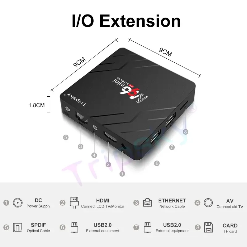 Tripsky android tv box wifi set box tv android M96mini With voice remote control 4GB+32GB ROM TV Set-Top Box Set with WiFi Bluetooth HDMI RCA USB Ethernet support. Support cod Gratis Ongkir Rp0 Pengiriman Gratis. 8