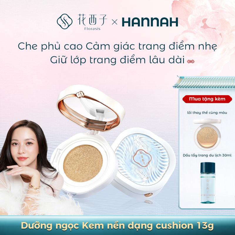 Florasis x HANNAH Hoa Tây Tử Cushion cân bằng chiết xuất hoa sen ngọc che khuyết điểm lâu trôi Florasis Miễn Phí Lõi Thay Thế