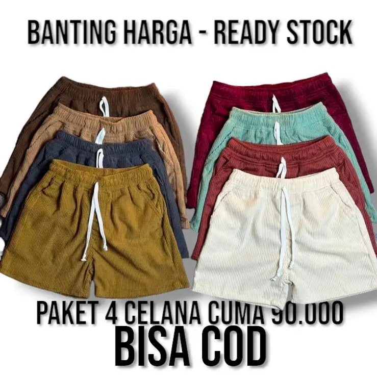 COD 4 PCS CELANA PENDEK CORDUROY ANAK KIDS UMUR 3 4 5 6 7 8 TAHUN Fashion