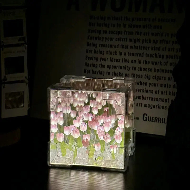 Tulip Lampu Lampu DIY Tulip Lampu Malam Led Cermin Lampu Dekorasi Hadiah Ulang Tahun 21 Bunga 7