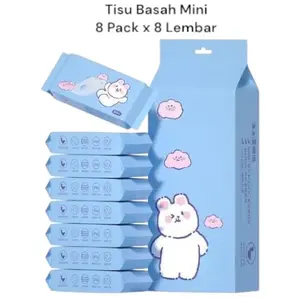 Tisu Basah Mini Kecil Motif Lucu 8 Pack Tisu mini Tissue Wipes