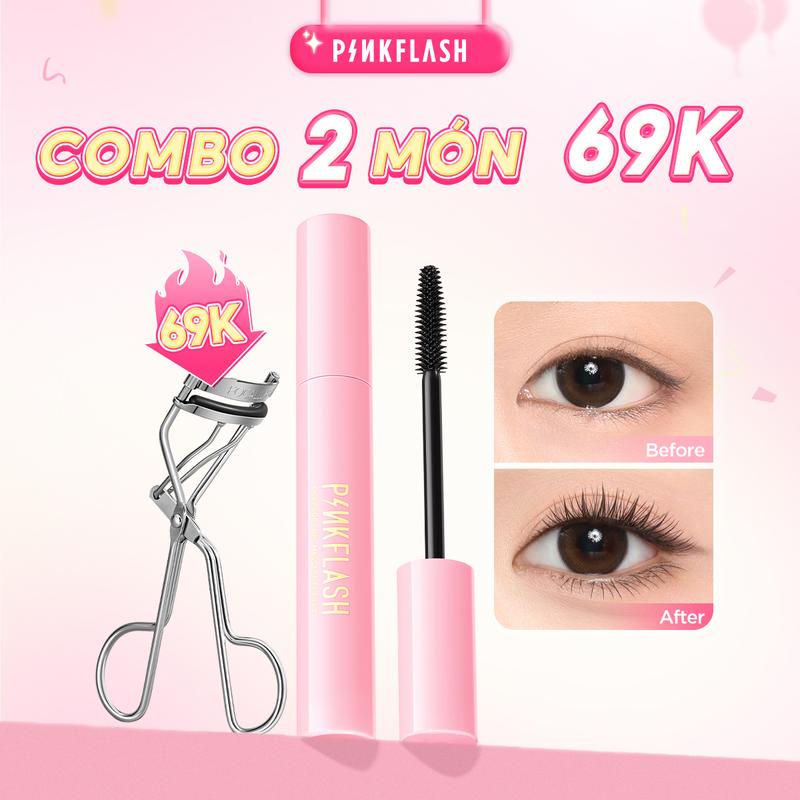 PINKFLASH BỘ 2 SẢN PHẨM MASCARA + DỤNG CỤ UỐN MI TRANG ĐIỂM MẮT