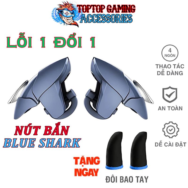 Nút Bấm Blue Shark (Loại 1) Chơi Game Pubg Mobile, Free Fire Rất Nhạy, Cực Bền Chơi Điện Tử Phụ Kiện chơi freefire Bluetooth Nghe Nhạc