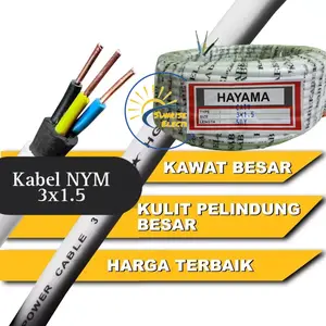 HAYAMA Kabel Listrik NYM Kawat 3x1.5mm Panjang 50 Yard