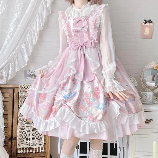 Trang Phục Hóa Trang Chuyên Nghiệp, Trang Phục Hóa Trang Chuyên Nghiệp, Trang Phục Hóa Trang Cô Gái Đường {Hàng Sẵn Sàng} ~ Nhà Máy Thiết Kế Chính Hãng, Vòng Hoa Lolita, Thỏ, Dây Treo Đuôi Lớn, Váy JSK Mùa Hè Women Dress Áo Váy Ngủ Top Jacket