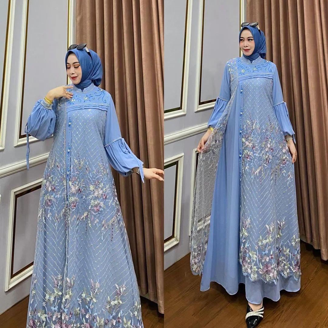 Gamis Ciara Maxi Bahan Ceruty Babydoll Premium Full Furing Motif Brukat Hiasan Mutiara Swaroski Termewah Terbaru 2026 Lebaran Gamis Brokat Kondangan Elegan Wanita Dewasa Dress Pesta Panjang Remaja Viral Muslim Ceruti