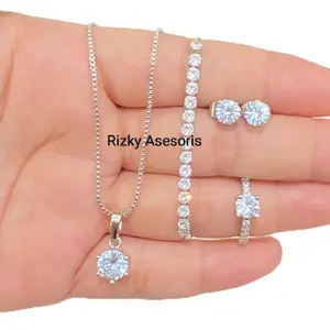 Set Perhiasan Kalung Italy Silver Mewah Terbaru