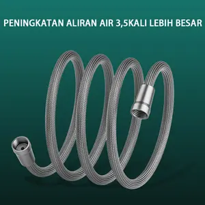 selang shower fleksibe dengan pipa shower, penyambung, selang penghubung kepala shower, dan selang air