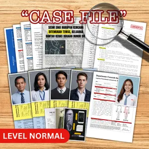 [Case #005] Unsolved Case File "Jatuh Atau Dijatuhkan? Kasus: Kematian Sarah Adelline" 3enang_Merah Game Board File Detektif