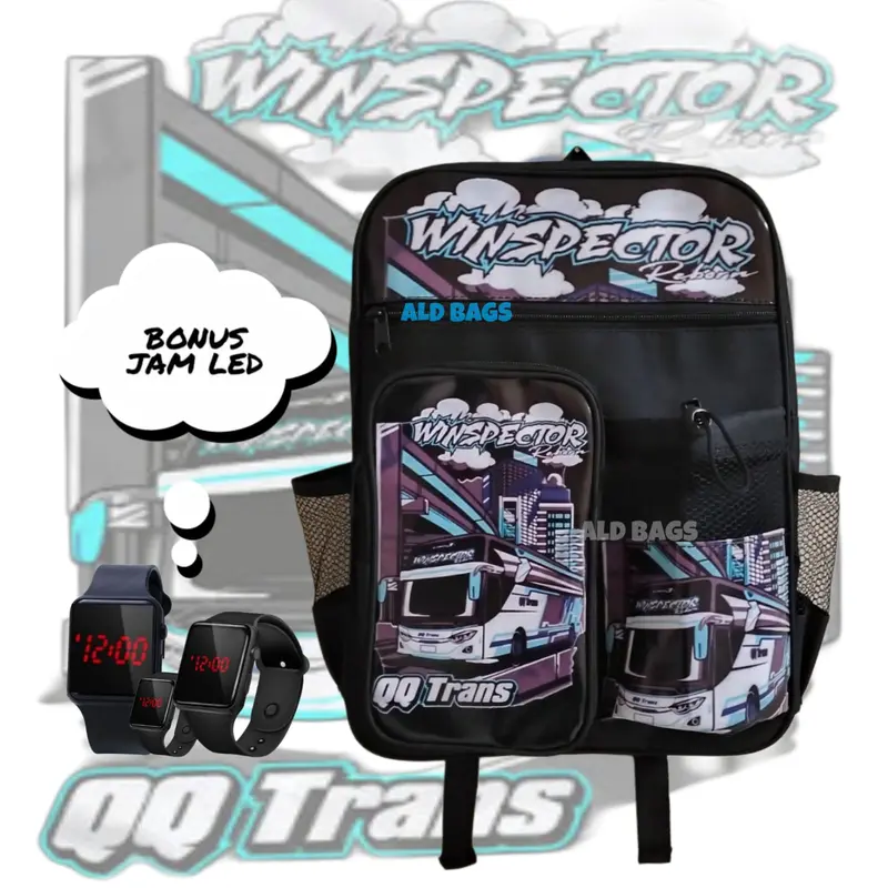 Tas sekolah anak laki laki - tas viral bus winspector - ransel anak kekinian - ransel anak tk sd bonus jam Fashion 0