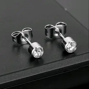ANTING TINDIK PERMATA PRIA WANITA BAHAN TITANIUM TAHAN KARAT ELEGAN Earrings Aksesoris