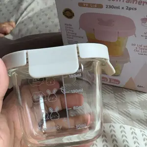 SugarBaby Premium Glass Jar Baby Food Container BPA FREE / Peralatan Makan Bayi MPASI / Wadah Mangkok Bayi Silicone Lid & Plastic Lid Rabbit & Round Glass Jar