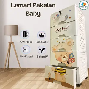 Mebellon Lemari Plastik Anak Dan Baby Lemari Susun 4 Dan 5 Tingkat Lemari Penyimpanan Mainan Dan Pakaian Laci
