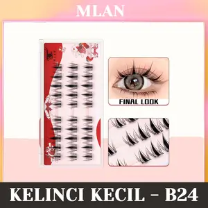 MLAN B24 Little Bunny / Anime Lash Bulumata Palsu Serat Kapas Hitam Pekat C Curl 9–13mm [Dua Variasi Tersedia]