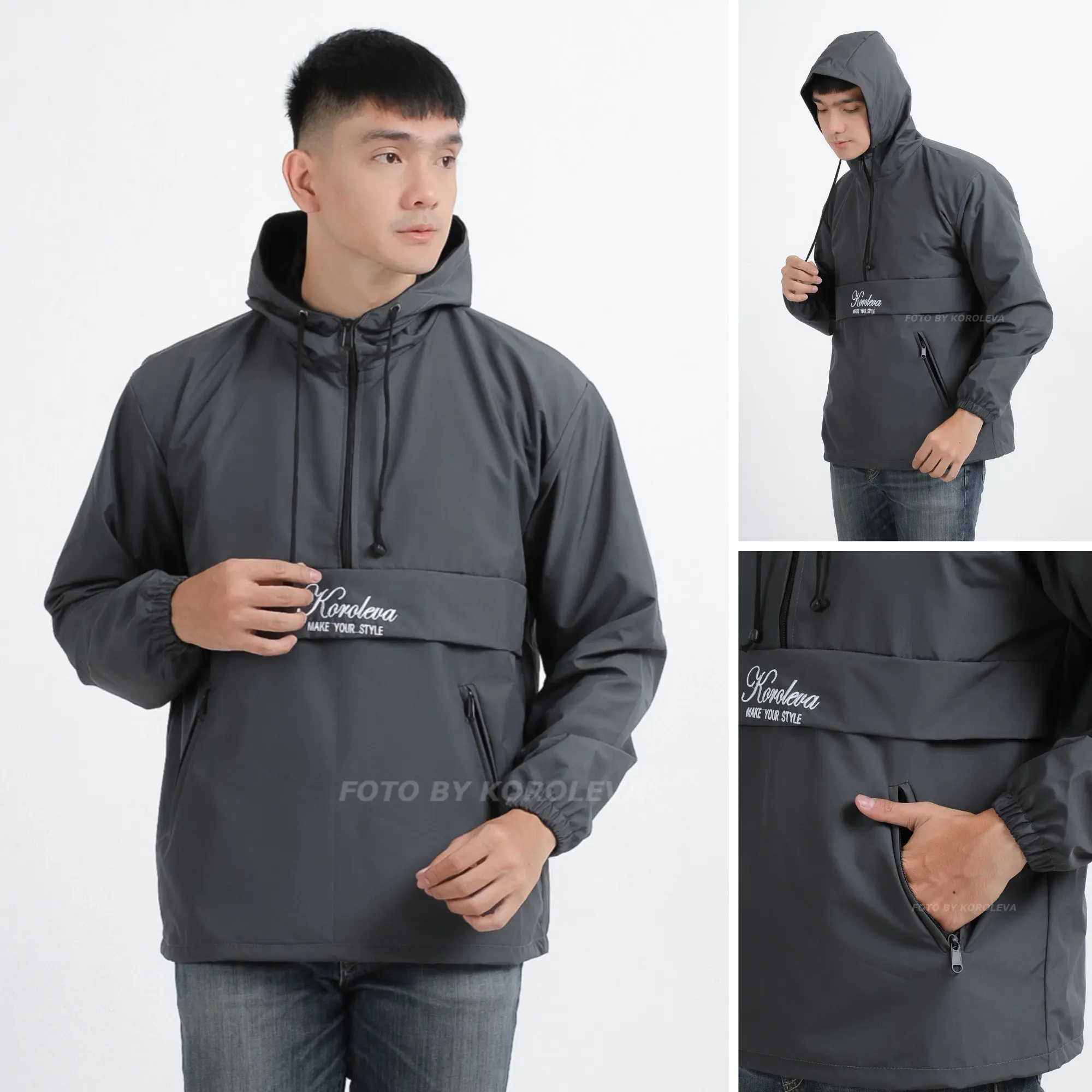 Jaket pria distro Bandung hoodie keren grosir pakaian pria jaket cowok jaket pria jaket parka distro parasut cougle Hitam Zipper Casual Bordir Tebal Bomber Sweater Waterproof Motor Fleece jersey set