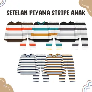 Blueskids Piyama Salur Strip Anak Laki-laki Perempuan Atasan Celana Panjang