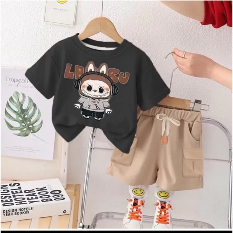 Product Introduction of Setelan Baju Anak Laki-laki dan Perempuan Motif Labubu Usia 1-5 Tahun - Bahan Kaos Katun Adem dan Nyaman - Celana 14