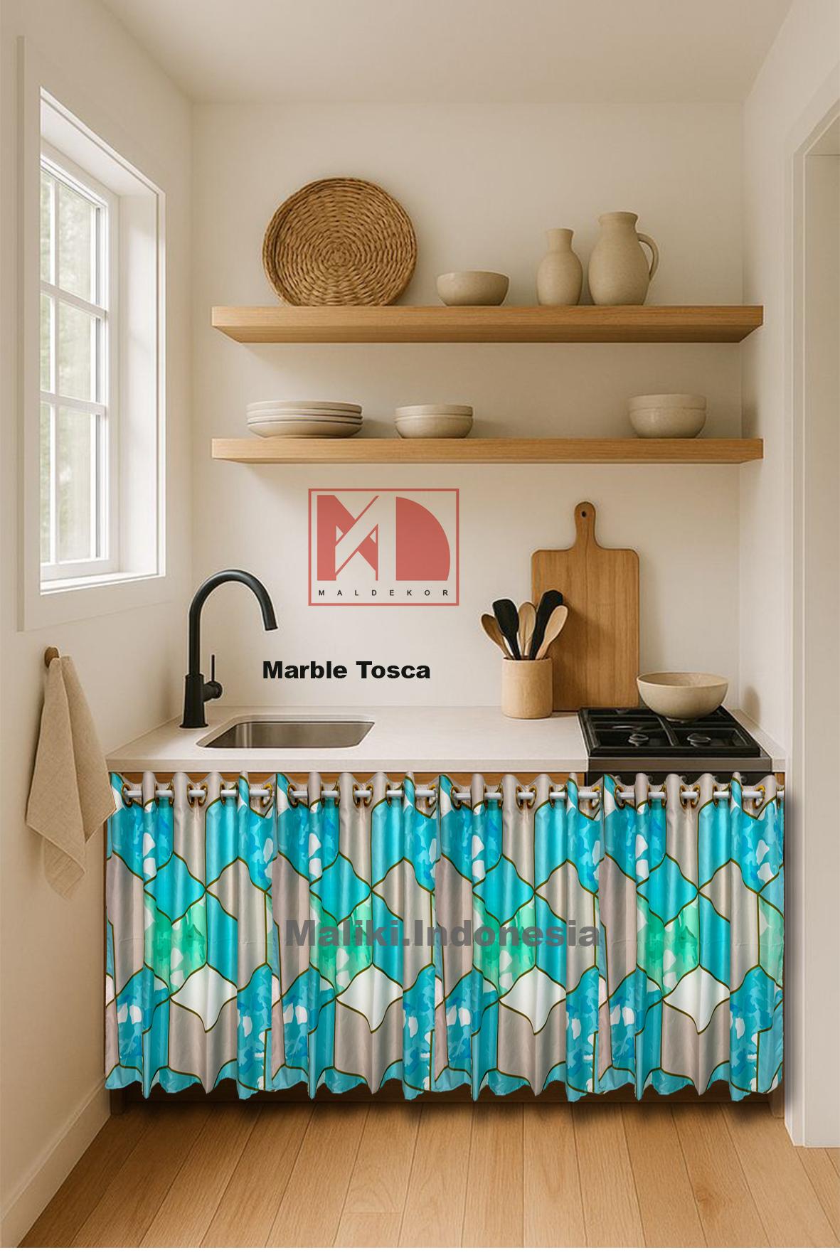 NEW Paket 2 Pcs Gorden Kolong Dapur Ring 12 Lubang Motif Aestetik Korden Katun Curtain