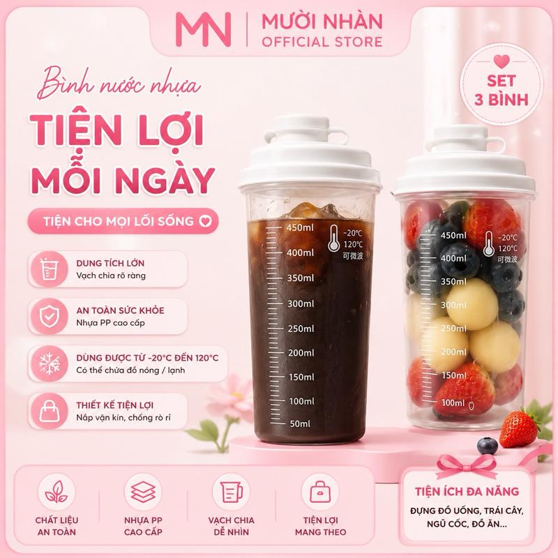 Bình Nhựa Đa Năng Có Chia Vạch Siêu Tiện Lợi- Đựng Đồ Uống, Gia Vị, Đồ Khô