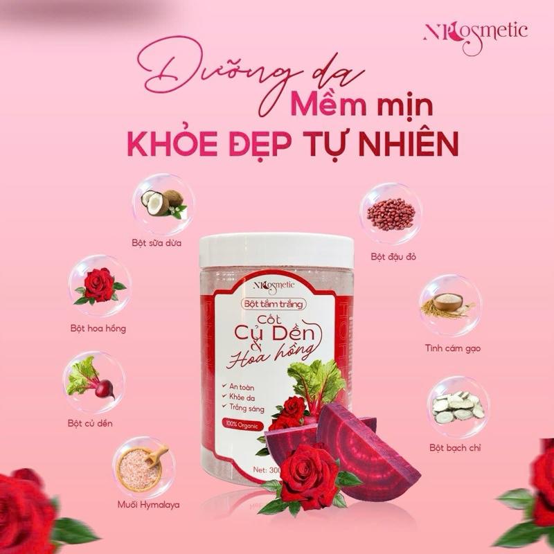  Bột Tắm Trắng Cao Cấp Cốt Củ Dền và Hoa Hồng Face Và Body  Dưỡng Trắng  Giảm Tình Trạng Mụn Cơ Thể   Tẩy Tế Bào Chết Cho Da - 300Gram .Thương Hiệu Npcosmetic 