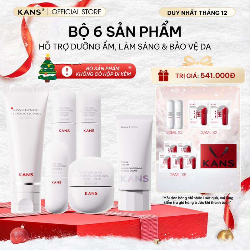 Combo Full Set Sản Phẩm Hỗ Trợ Dưỡng Ẩm Hỗ Trợ Dưỡng Sáng Da KANS Neige Blanc Skin-whitening Hydrating & Kem Nâng Tông