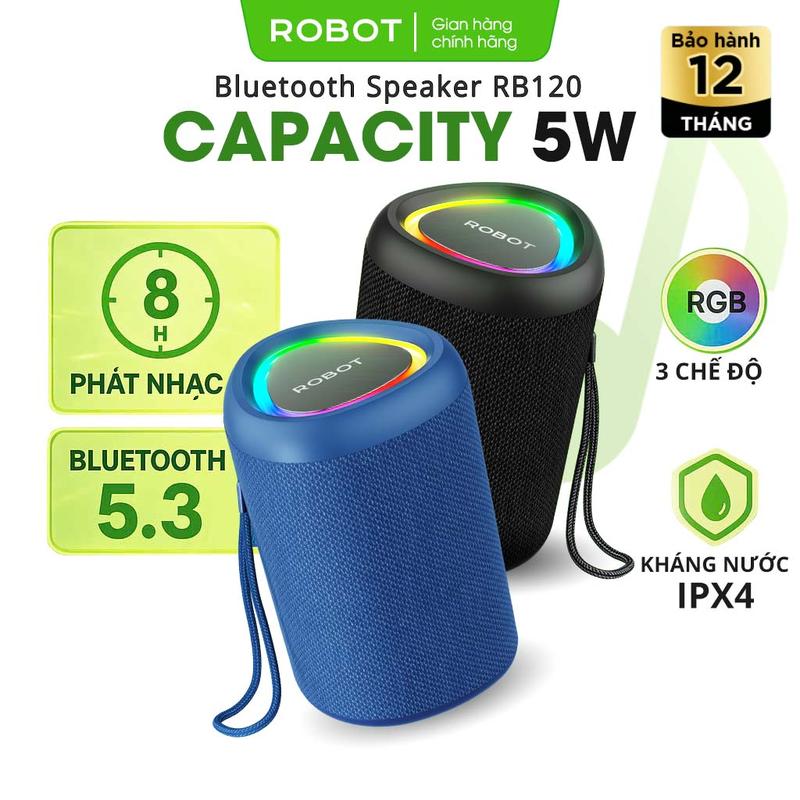 [COMBO] Bộ Đôi 2 Loa Bluetooth Mini ROBOT RB120 Bass Mạnh Công Suất 5W | Kết Nối 2 loa TWS Cho Trải Nghiệm Âm Thanh 10W Tuyệt Vời | Bảo Hành 12 Tháng
