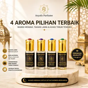 [PAKET HEMAT] Beli 1 Dapat 4 Botol Paket Parfum Sholat Timur Tengah Non Alkohol (Kasturi, Raudhah, Kiswah, Oad)