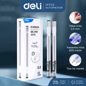 Deli Gel Pen / Pulpen Gel 0.5mm Kapasitas Tinta 800 Meter Penulisan Halus EG67 Plastik