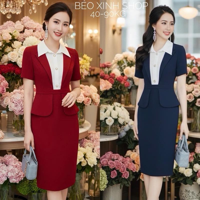 Set Thiết kế Giả Váy Công Sở Vải Tuyết Mưa Cao Cấp Thanh Lịch Cho Các Nàng Bigsize 40–90kg Béo Xinh Shop - A.1593