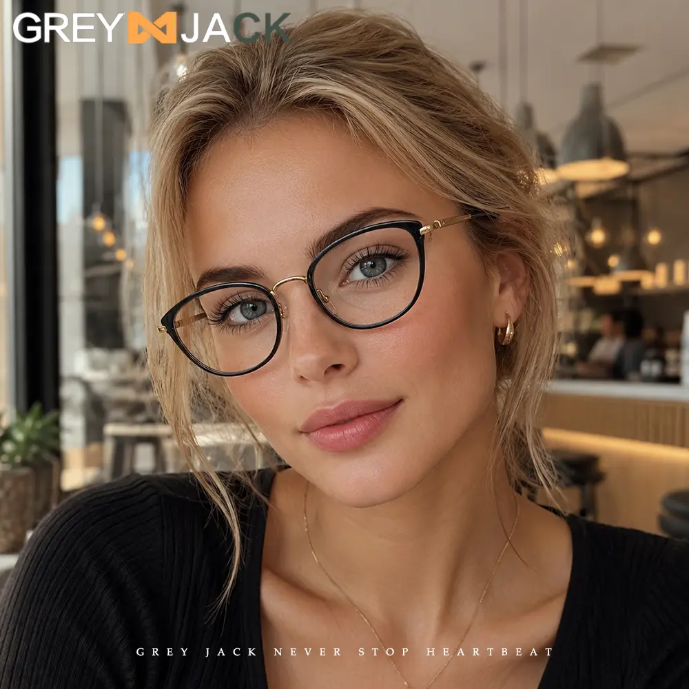 Grey Ja Kacamata Lensa Blueray Bahan TR90+ l Model Oval Bisa Minus Antiradiasi Blueray Photocromic Bluecromic Fashion nita TR5059 - BLA GOLD, BLUERAY NORMAL
