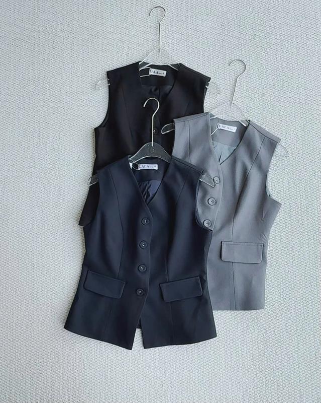  Áo Gile Nữ Cổ V 2 Nắp Túi Cúc Bọc Lala Fashion Mã 4559 