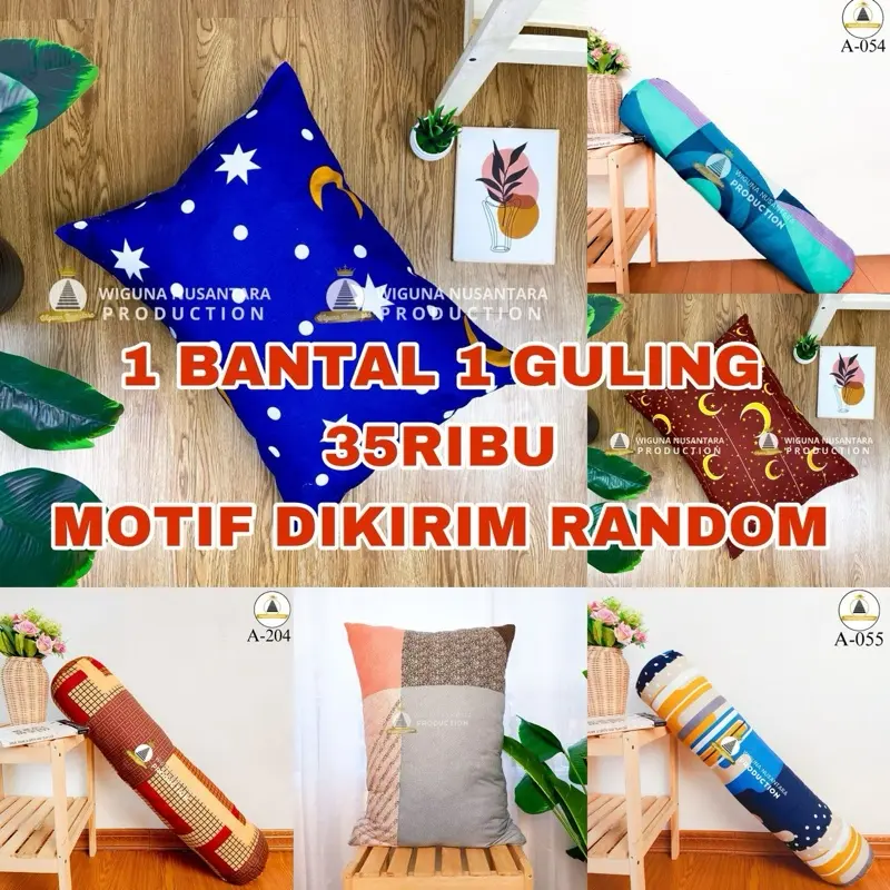 Rumah Kasur X Elmumaza Satu Set Bantal Dan Guling Isian Majun Bed