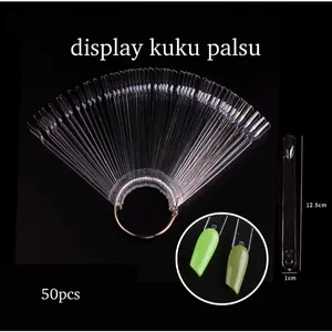 50pcs Display Kuku Nail Art Warna Kutek Kuku Bentuk Oval Color Ring Chart Kipas Nail Art Tools